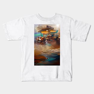 The Coffee teal ocean Stars| Ocean wave vintage Kids T-Shirt